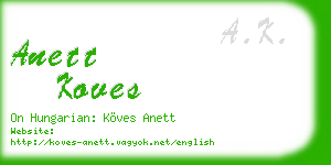 anett koves business card