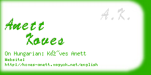 anett koves business card